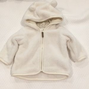 Like New! H&M zip up all fleece jacket hoodie ears soft baby kid newborn size 3M